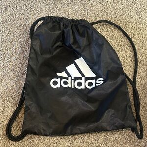 Adidas Black and White Drawstring Backpack
